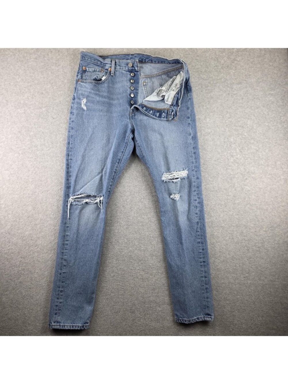 Levis 501S Jeans Womens 32x32 Blue Skinny Button Fly Distressed Light Wash